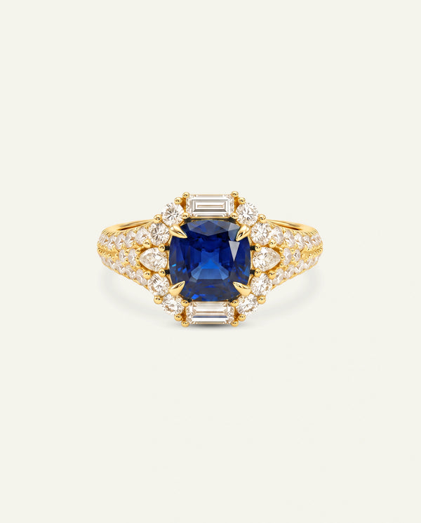 Aanika V. Lab-created Sapphire & Lab-grown Diamond Halo Ring