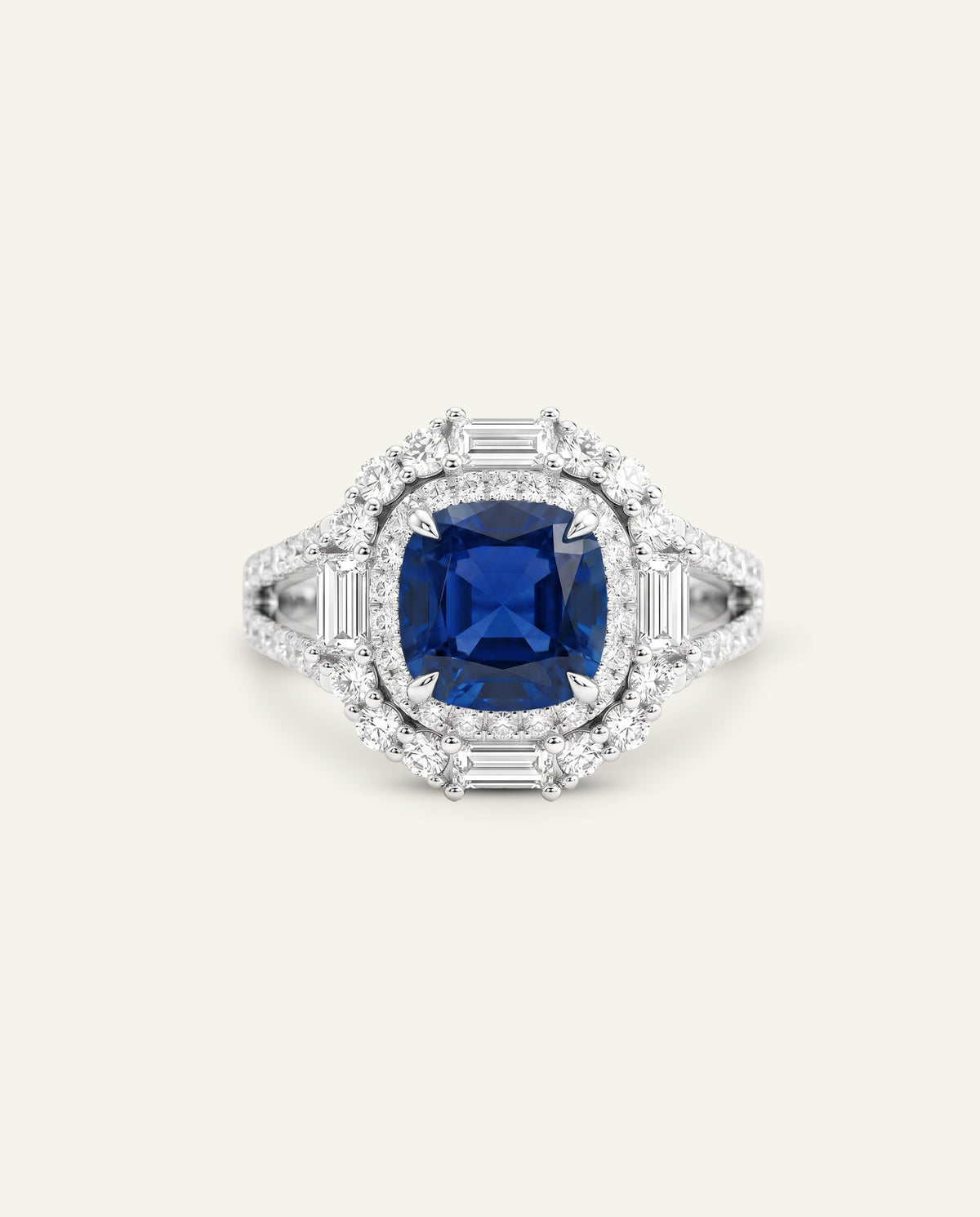Aanika V. Lab-created Sapphire & Lab-grown Diamond Double Halo Ring