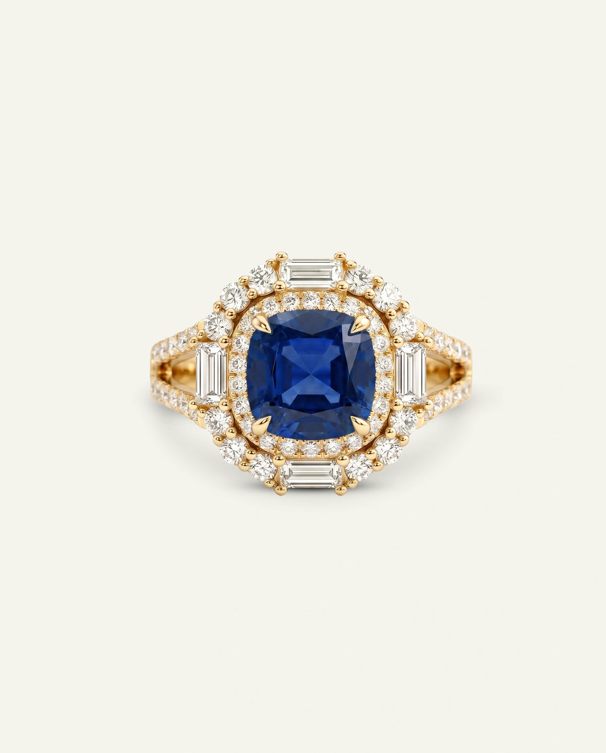 Aanika V. Lab-created Sapphire & Lab-grown Diamond Double Halo Ring