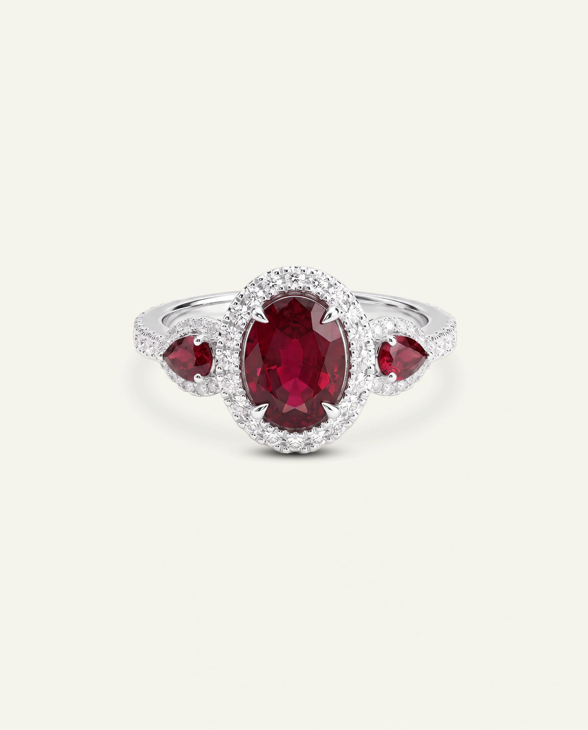 Aanika V. Lab-created Ruby & Lab-grown Diamond Halo Ring