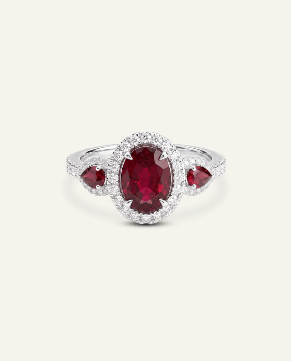 Aanika V. Lab-created Ruby & Lab-grown Diamond Halo Ring