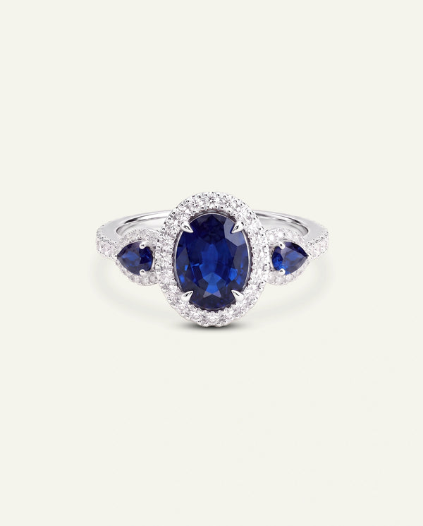 Aanika V. Lab-created Sapphire & Lab-grown Diamond Halo Ring
