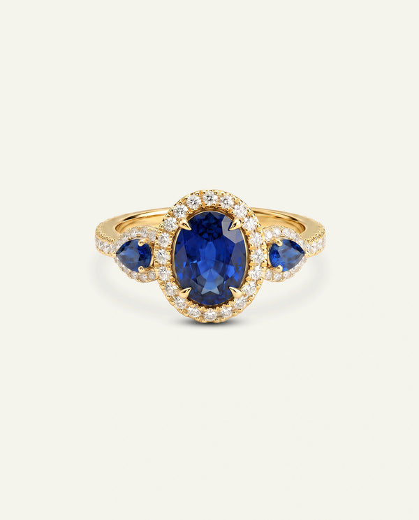Aanika V. Lab-created Sapphire & Lab-grown Diamond Halo Ring
