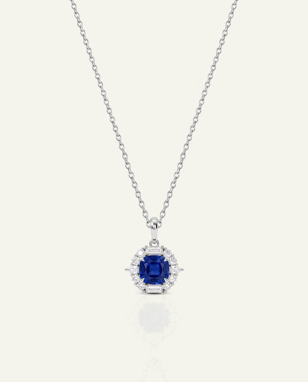 Aanika V. Lab-created Sapphire & Lab-grown Diamond Halo Pendant