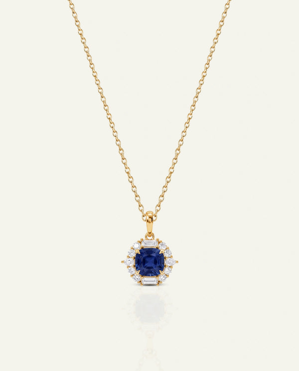 Aanika V. Lab-created Sapphire & Lab-grown Diamond Halo Pendant
