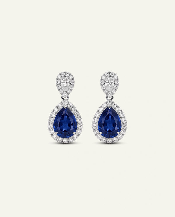 Aanika V. Lab-created Sapphire & Lab-grown Diamond Halo Dangling Earrings