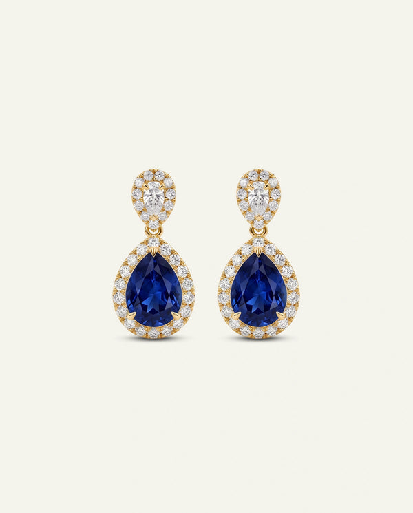 Aanika V. Lab-created Sapphire & Lab-grown Diamond Halo Dangling Earrings