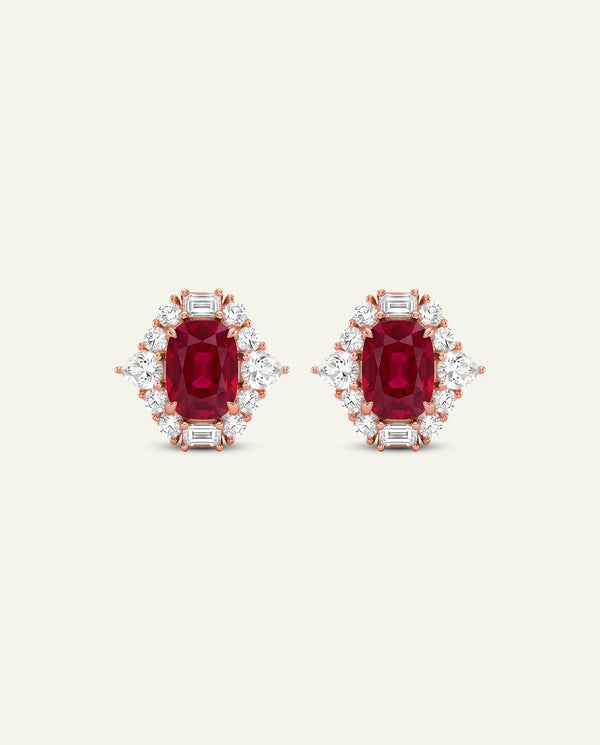 Aanika V. Lab-created Ruby & Lab-grown Diamond Halo Earrings