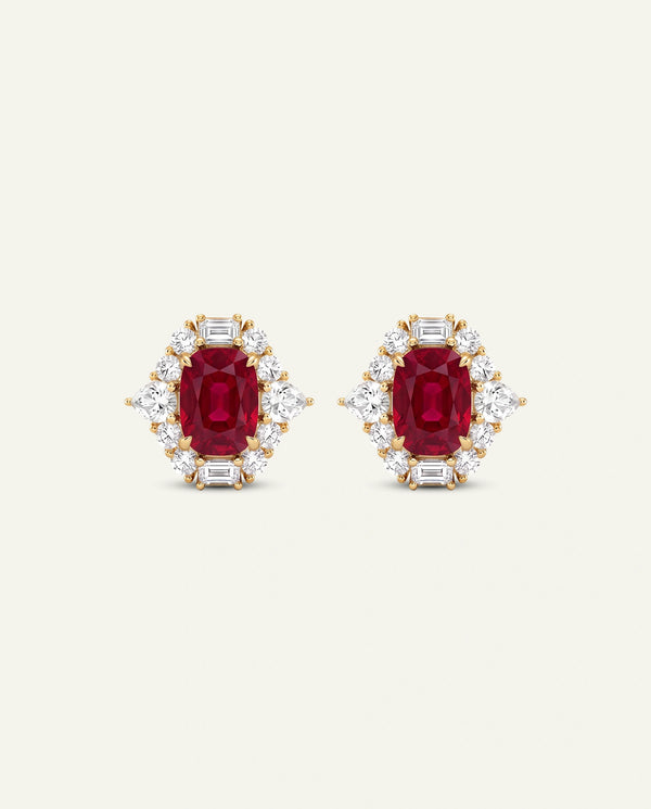 Aanika V. Lab-created Ruby & Lab-grown Diamond Halo Earrings