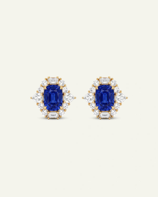 Aanika V. Lab-created Sapphire & Lab-grown Diamond Halo Earrings