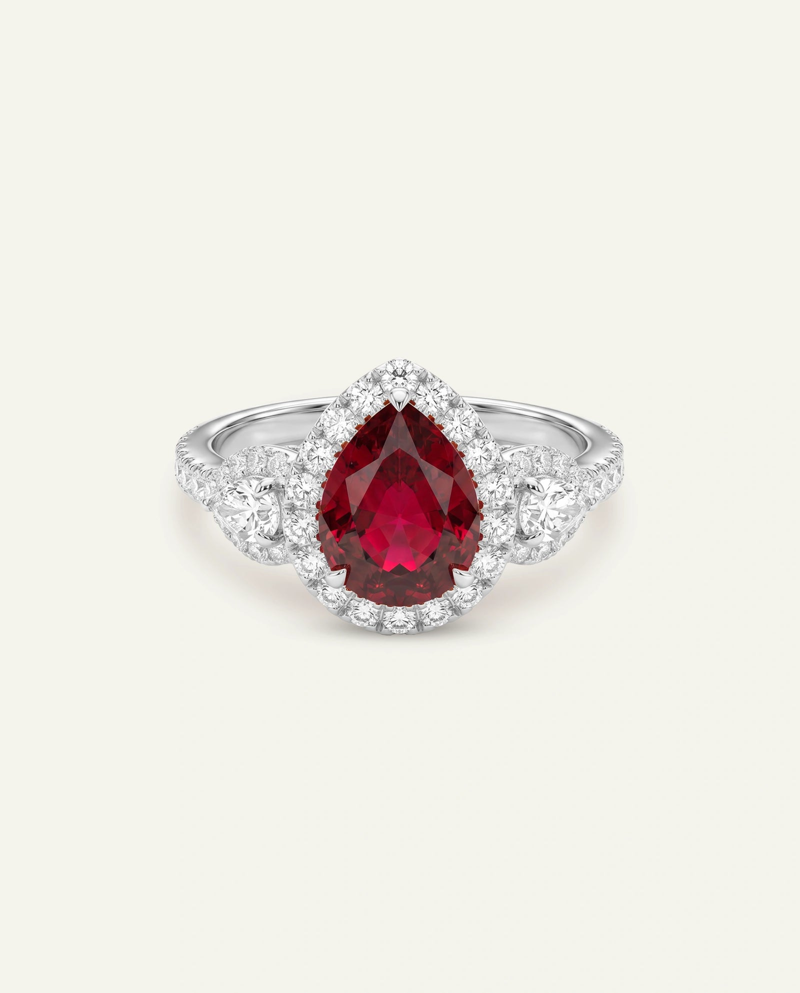 Aanika V. Lab-created Ruby & Lab-grown Diamond Halo Ring