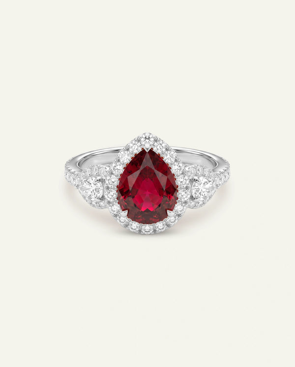 Aanika V. Lab-created Ruby & Lab-grown Diamond Halo Ring