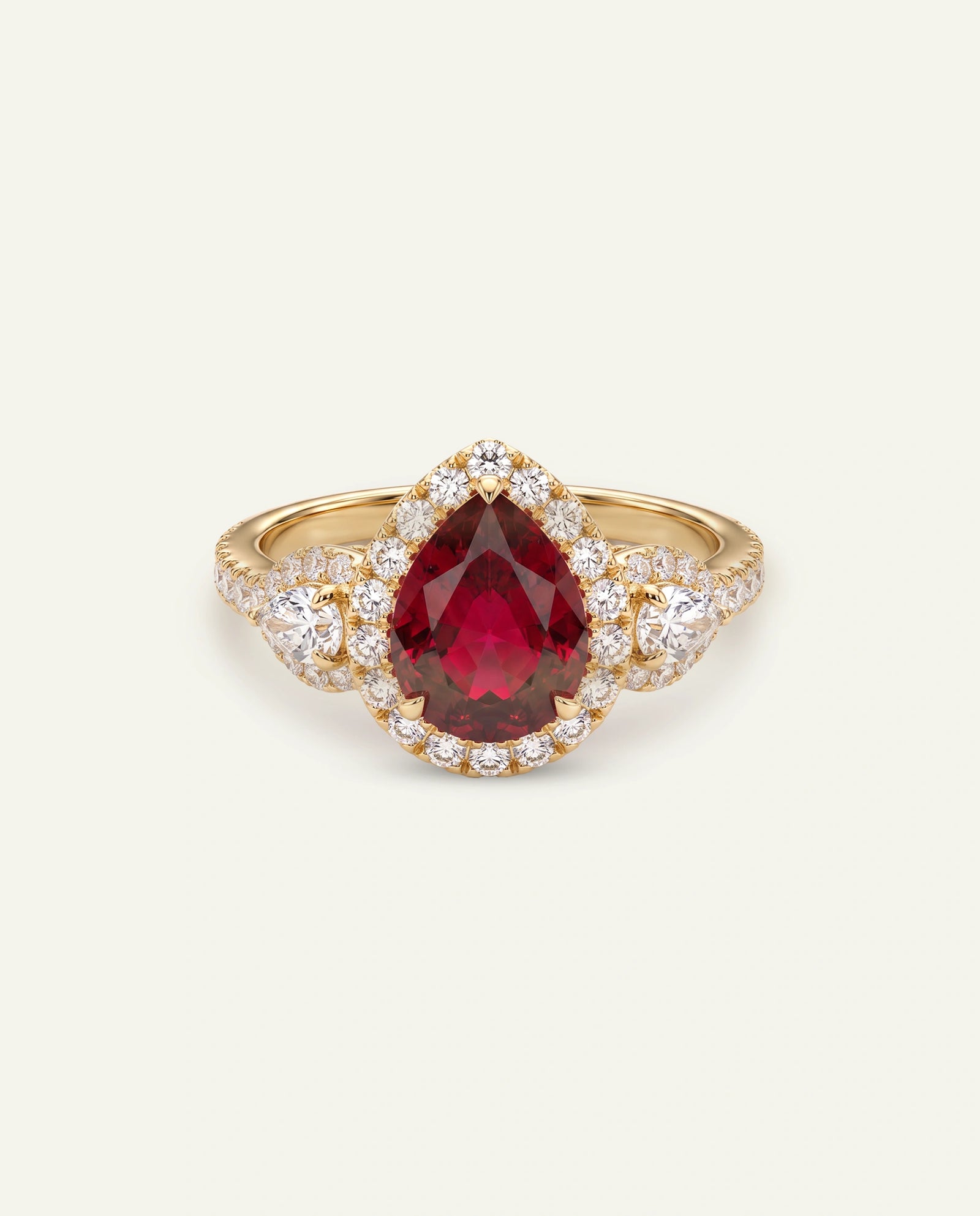 Aanika V. Lab-created Ruby & Lab-grown Diamond Halo Ring