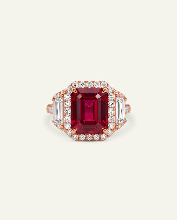 Aanika V. Lab-created Ruby & Lab-grown Diamond Halo Ring