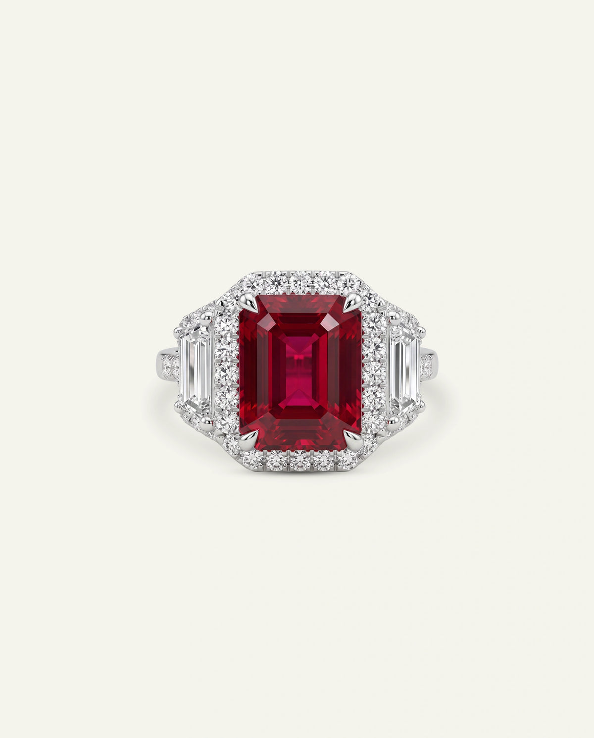 Aanika V. Lab-created Ruby & Lab-grown Diamond Halo Ring