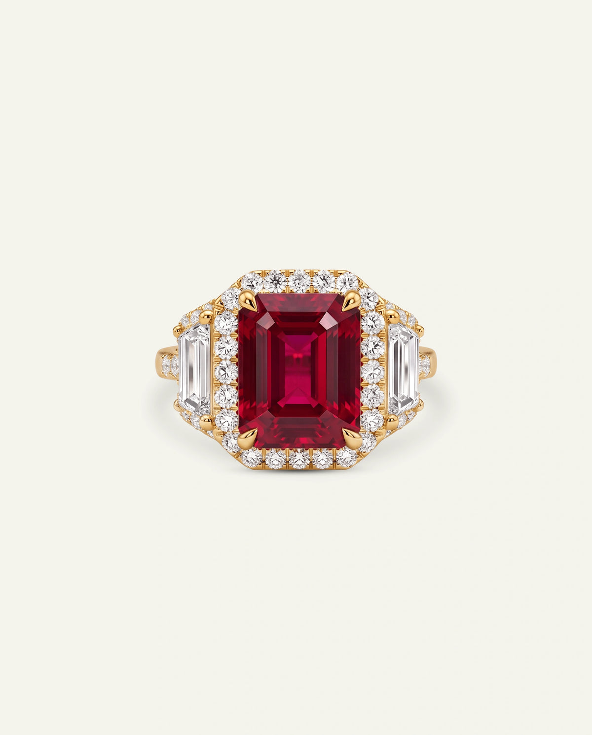 Aanika V. Lab-created Ruby & Lab-grown Diamond Halo Ring