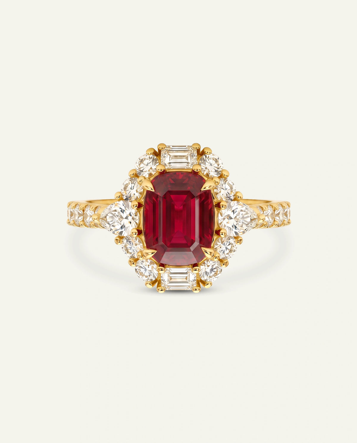 Aanika V. Lab-created Ruby & Lab-grown Diamond Halo Ring