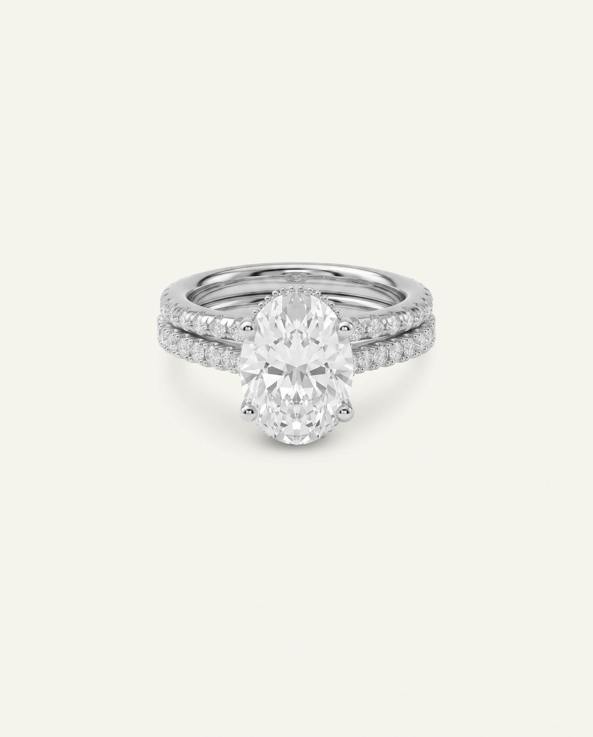 Ovani® Lab-grown Diamond Oval Hidden Halo Bridal Set