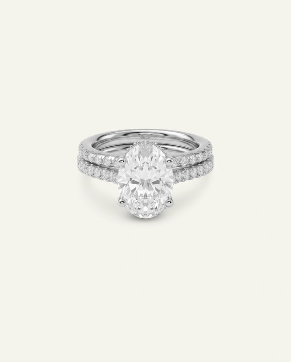 Ovani® Lab-grown Diamond Oval Hidden Halo Bridal Set