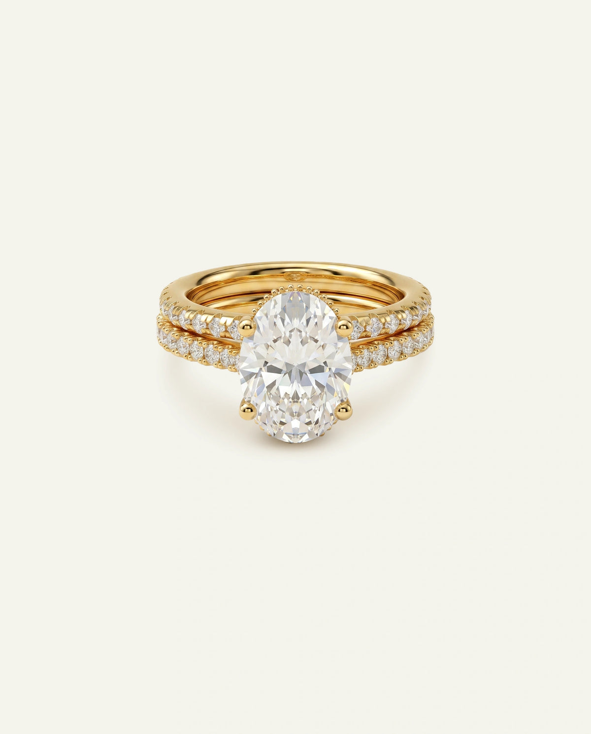 Ovani® Lab-grown Diamond Oval Hidden Halo Bridal Set