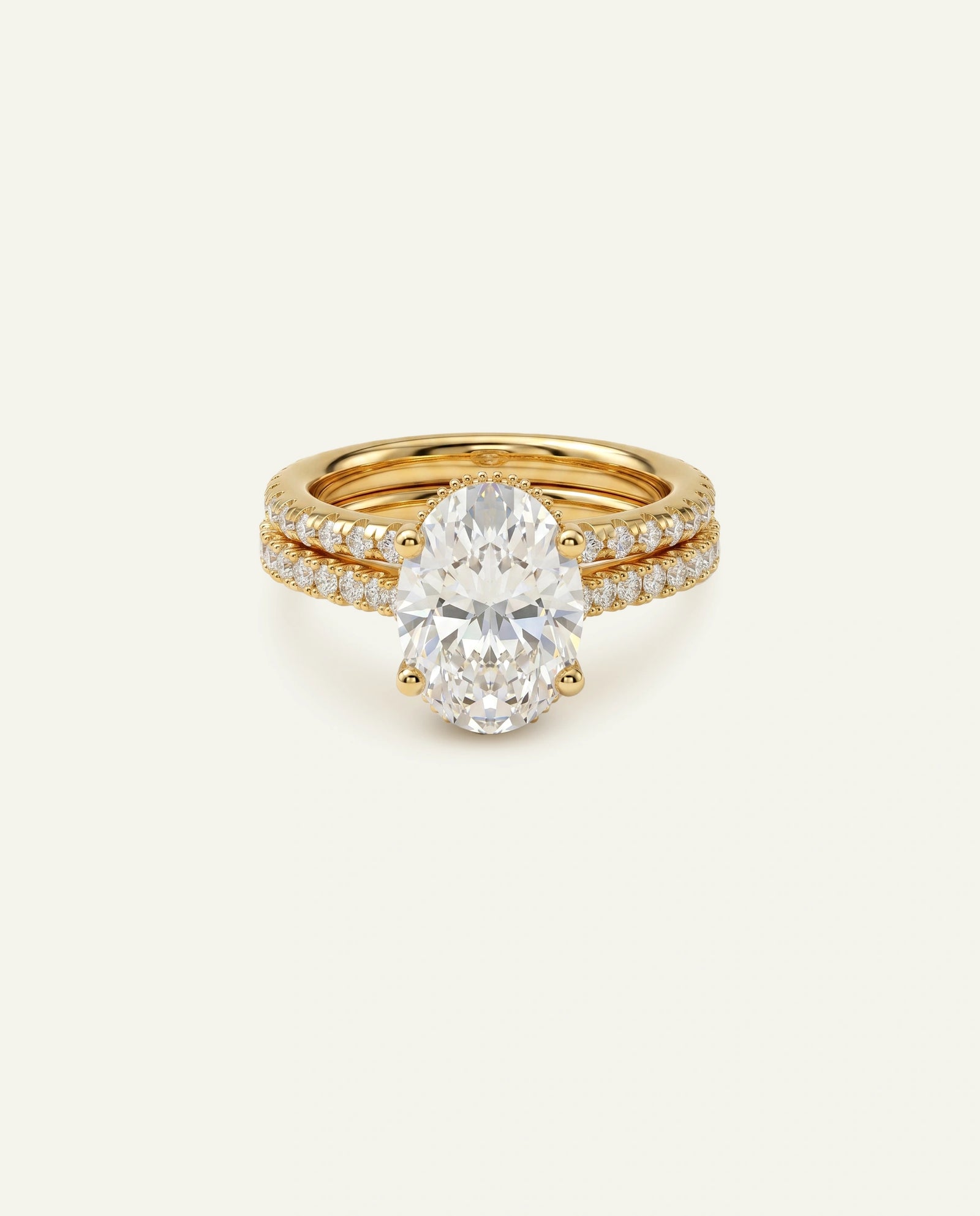 Ovani® Lab-grown Diamond Oval Hidden Halo Bridal Set