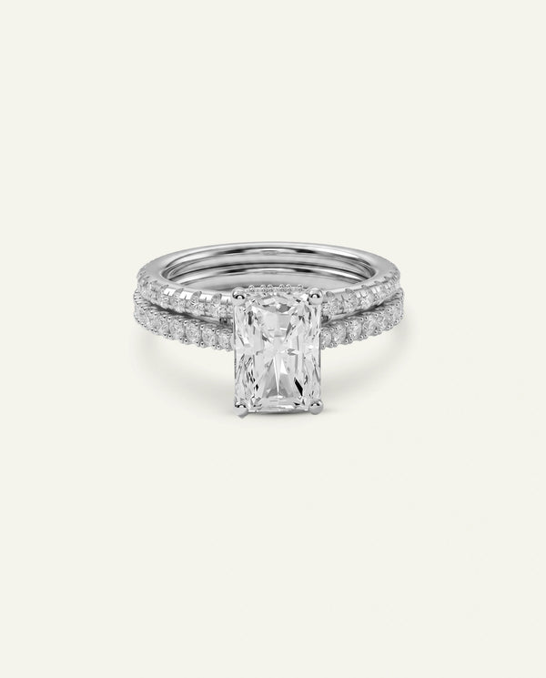 Ovani® Lab-grown Diamond Radiant Hidden Halo Bridal Set