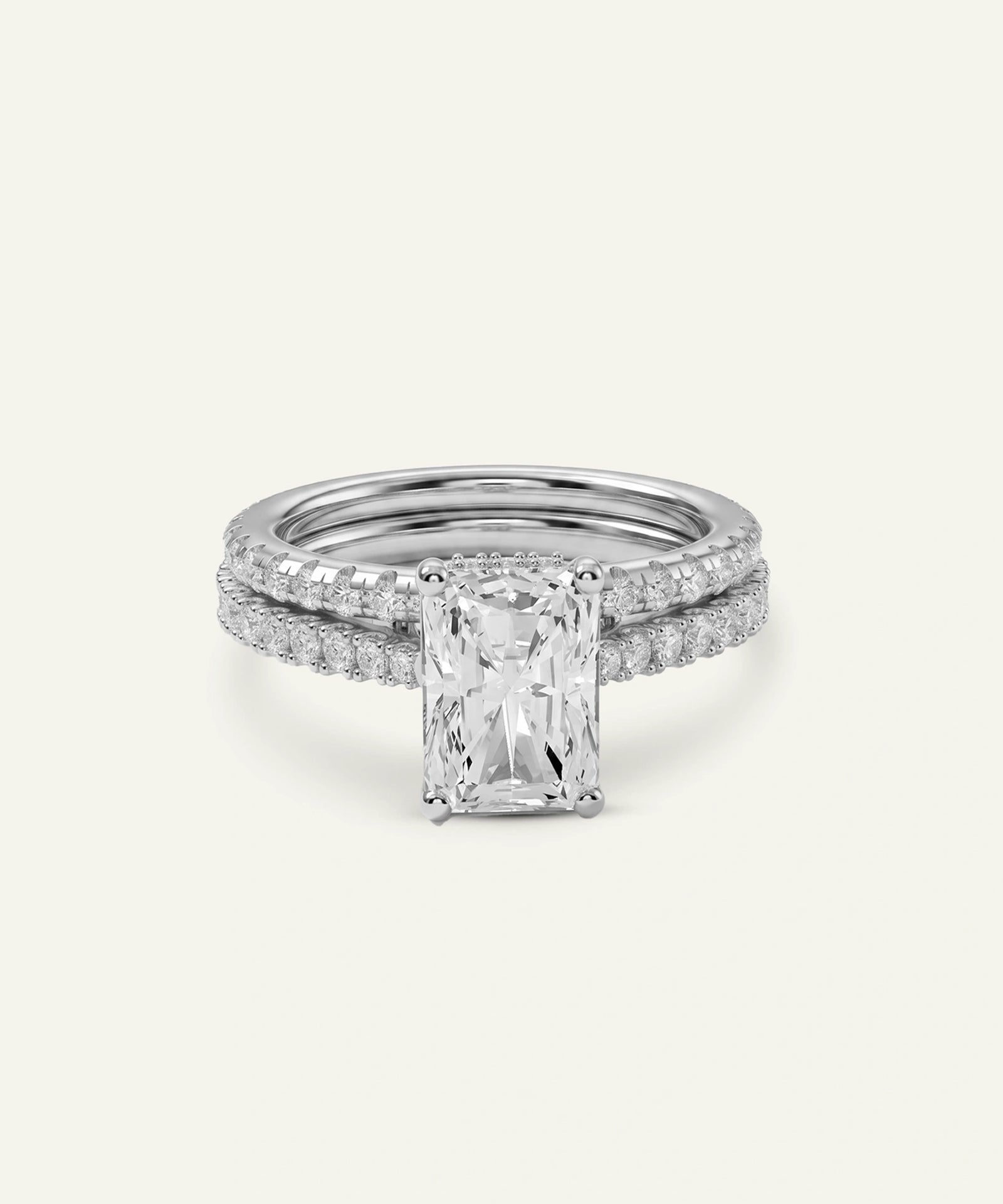 Ovani® Lab-grown Diamond Emerald Hidden Halo Bridal Set