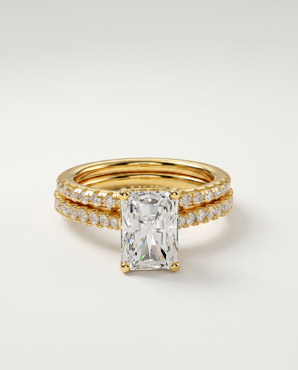 Ovani® Lab-grown Diamond Radiant Hidden Halo Bridal Set