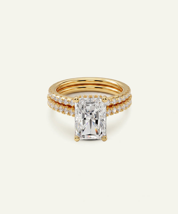 Ovani® Lab-grown Diamond Radiant Hidden Halo Bridal Set