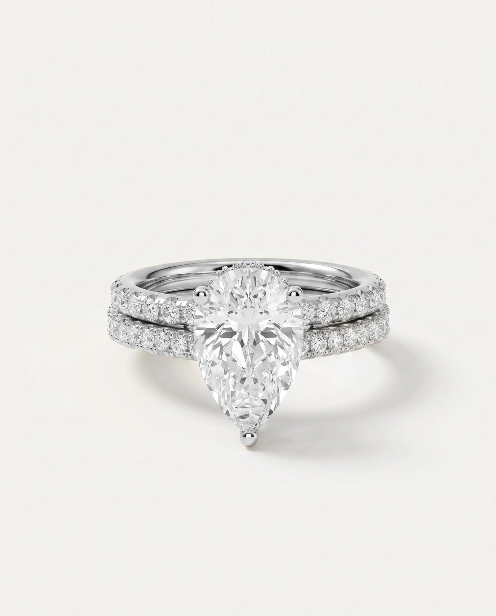 Ovani® Lab-grown Diamond Pear Hidden Halo Bridal Set