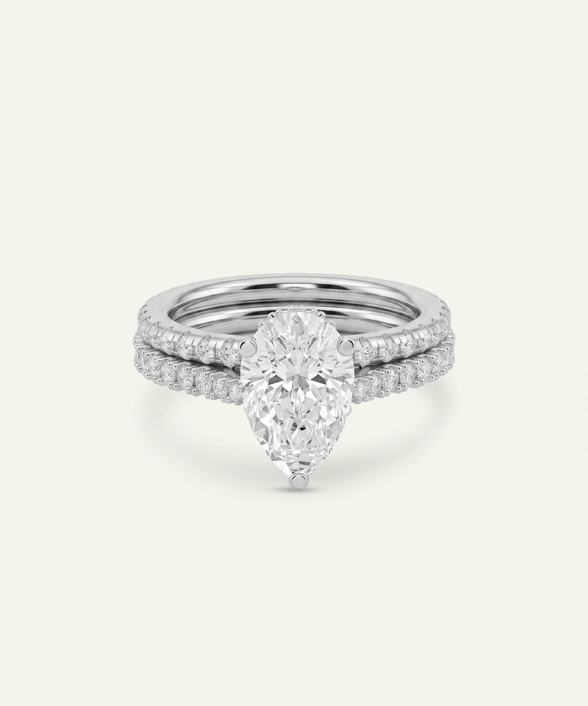 pear hidden halo lab-grown diamond bridal set by Ovani®