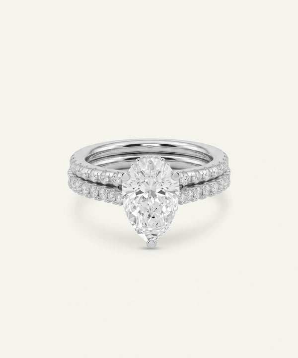 Ovani® Lab-grown Diamond Pear Hidden Halo Bridal Set