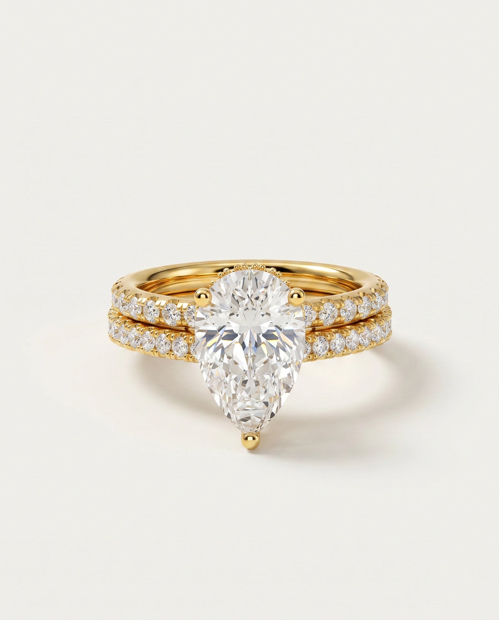 Ovani® Lab-grown Diamond Pear Hidden Halo Bridal Set