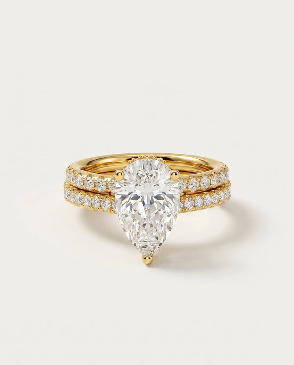 Ovani® Lab-grown Diamond Pear Hidden Halo Bridal Set