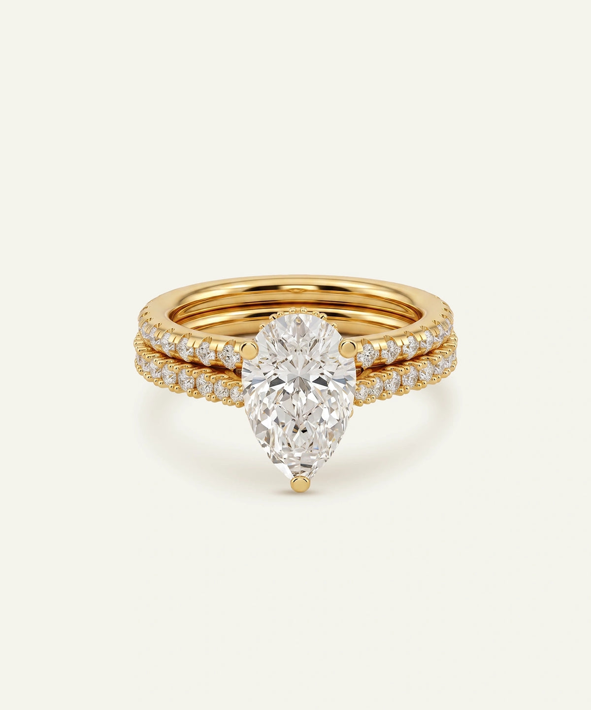 Ovani® pear hidden halo lab-grown diamond bridal set