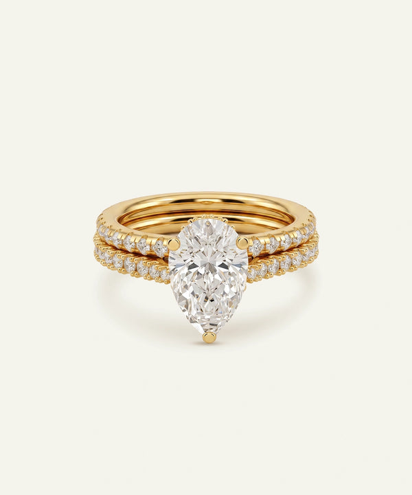Ovani® Lab-grown Diamond Pear Hidden Halo Bridal Set