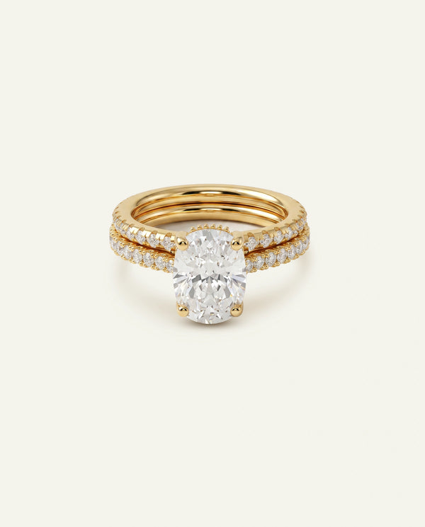 Ovani® Lab-grown Diamond Elongated Cushion Hidden Halo Bridal Set