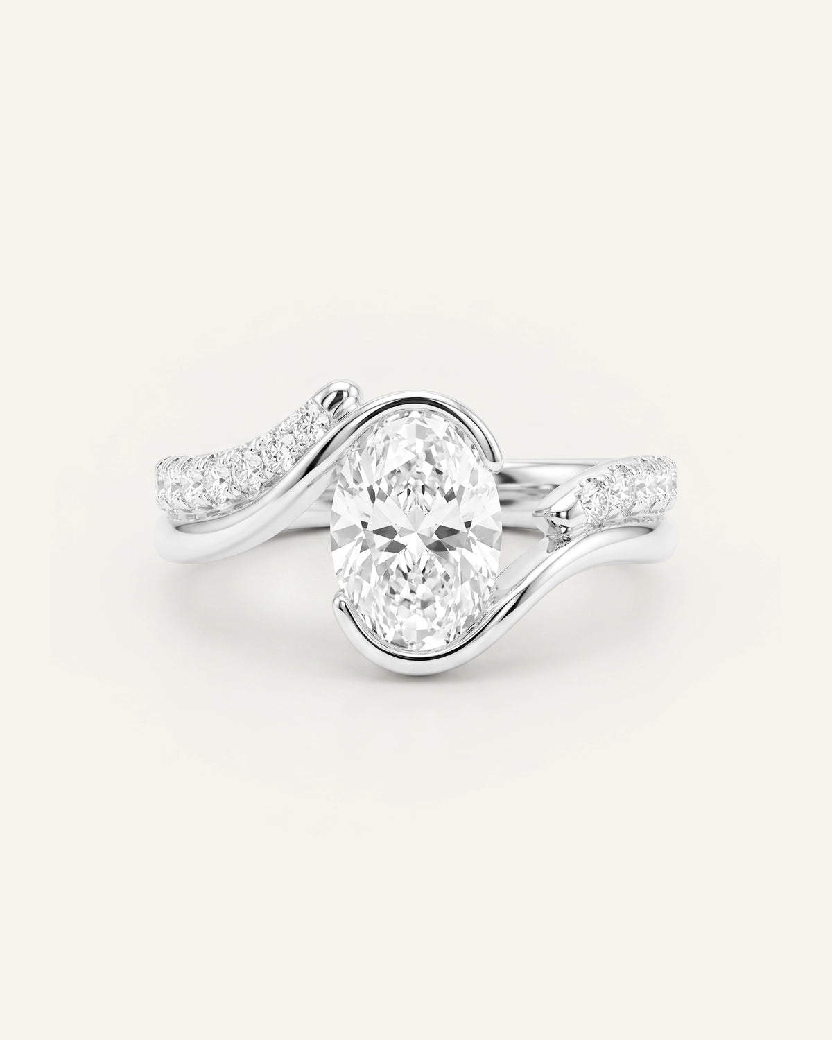 Ovani® Lab-grown Diamond Oval Bypass Engagement Ring