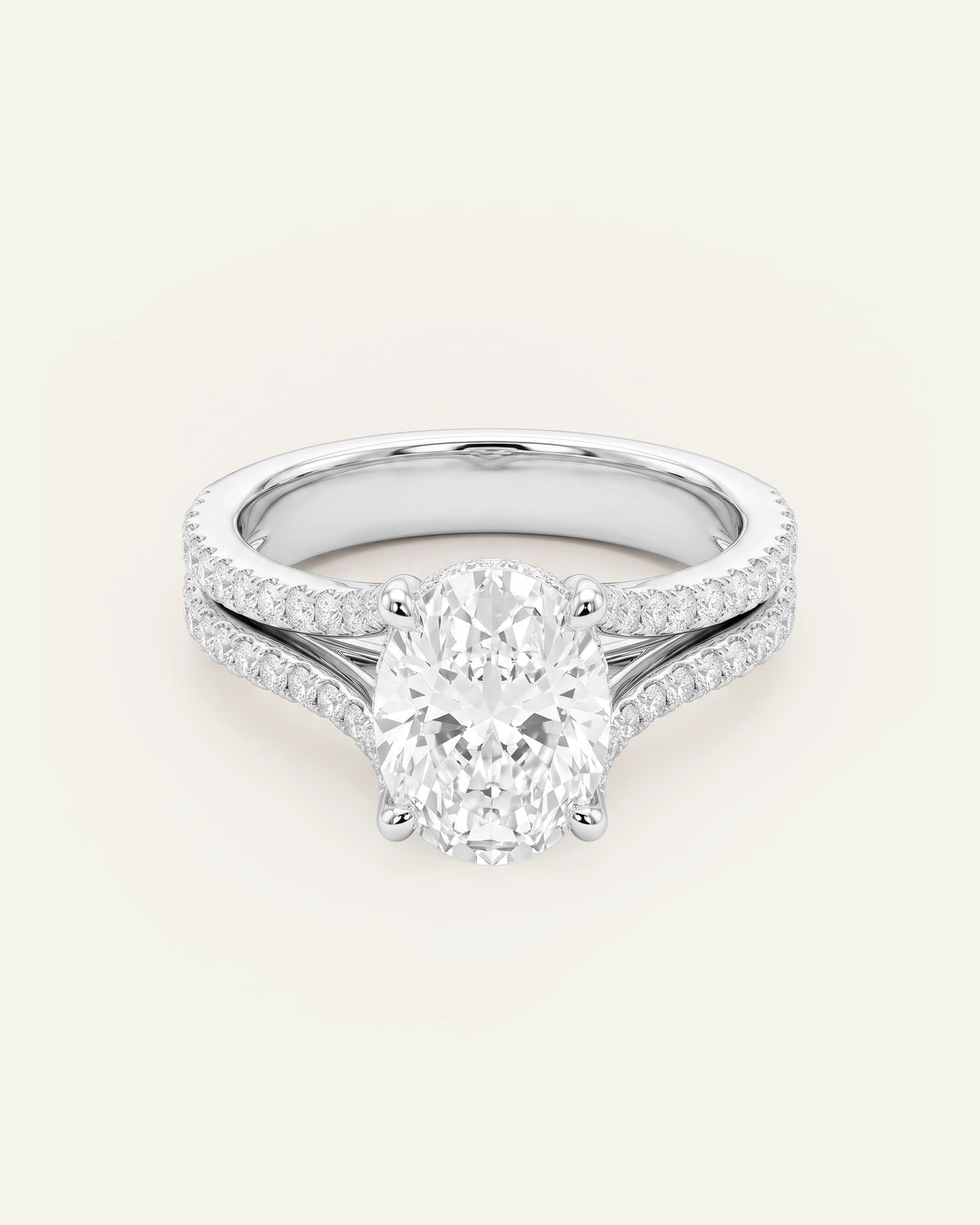 Ovani® Lab-grown Diamond Oval Pavé Engagement Ring