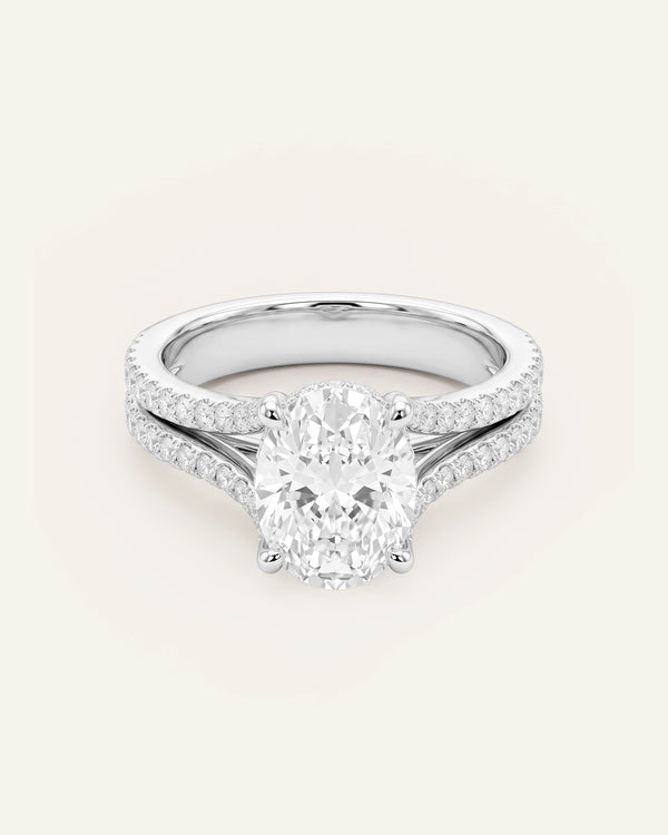 Ovani® Lab-grown Diamond Oval Pavé Engagement Ring