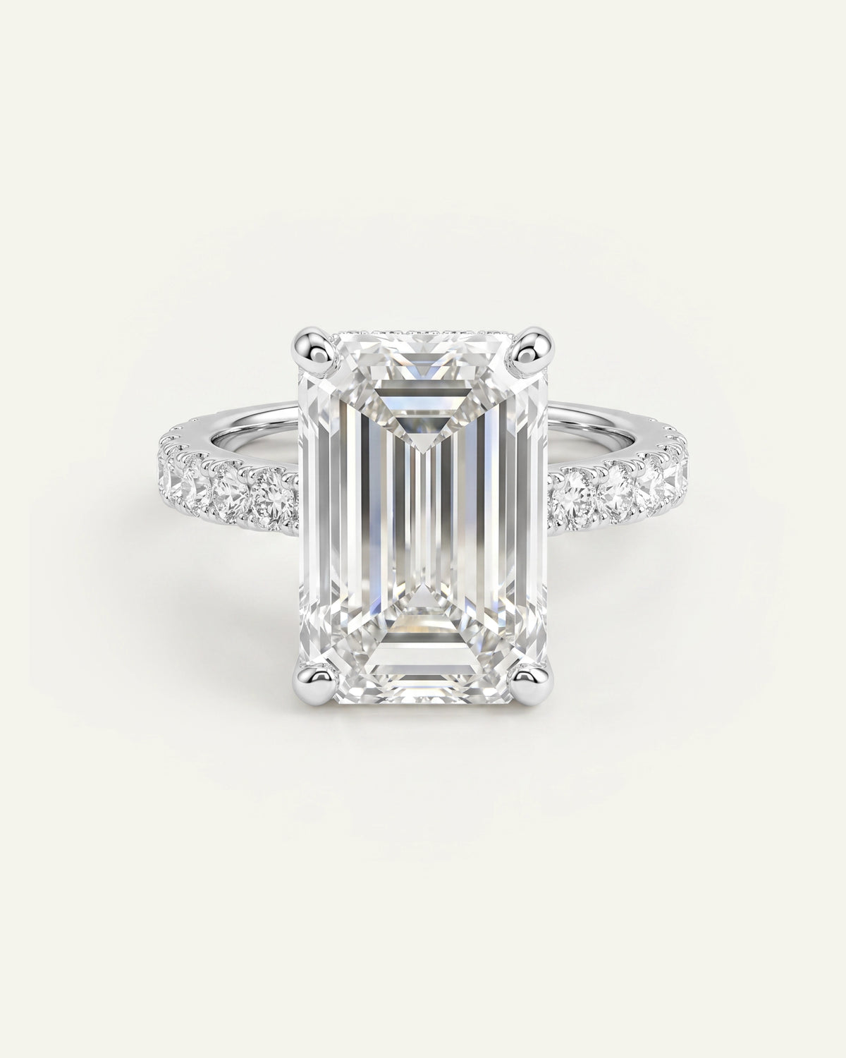 Ovani® Lab-grown Diamond Emerald Engagement Ring