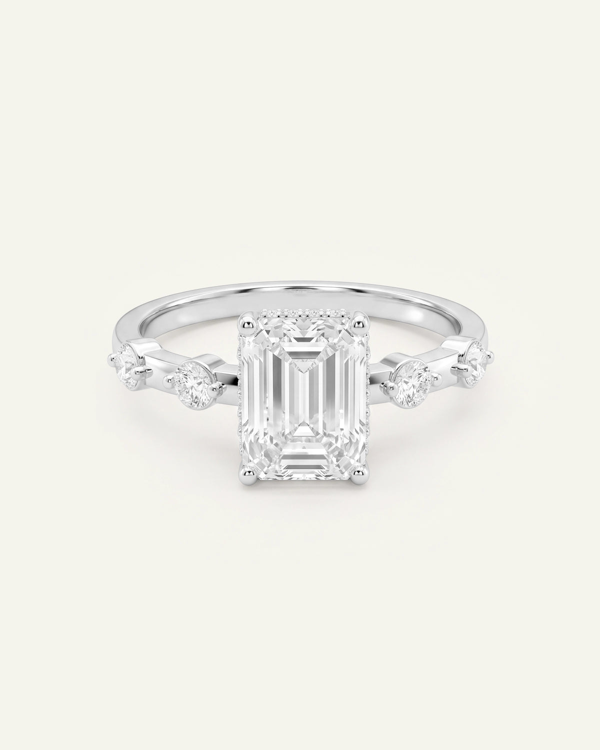 Ovani® Lab-grown Diamond Emerald Engagement Ring