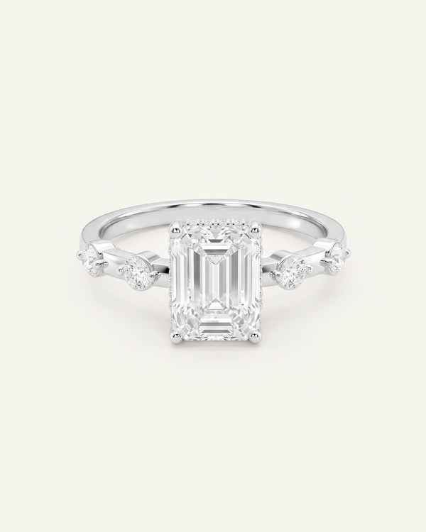 Ovani® Lab-grown Diamond Emerald Engagement Ring