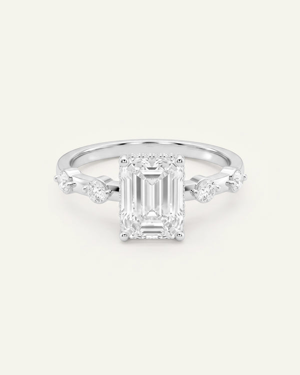 Ovani® Lab-grown Diamond Emerald Engagement Ring
