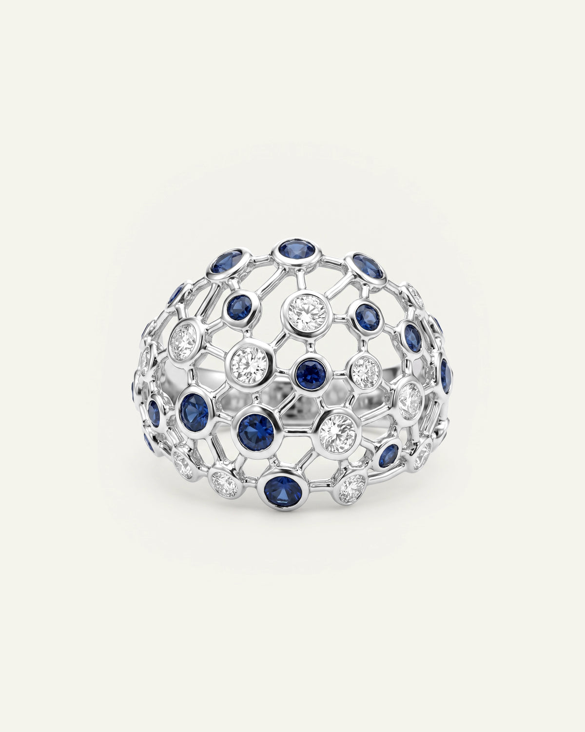 Aanika V. Natural Treated Sapphire & Diamond Dome Ring
