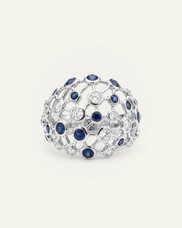 Aanika V. Natural Treated Sapphire & Diamond Dome Ring