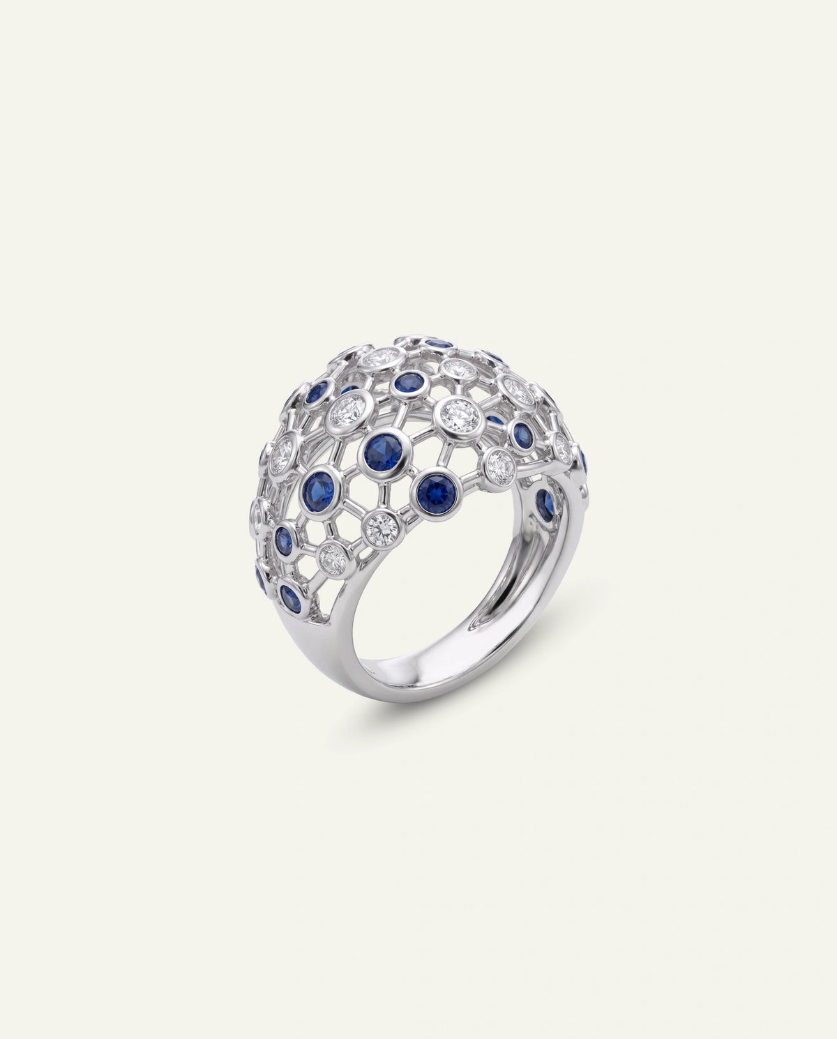 Aanika V. Natural Treated Sapphire & Diamond Dome Ring