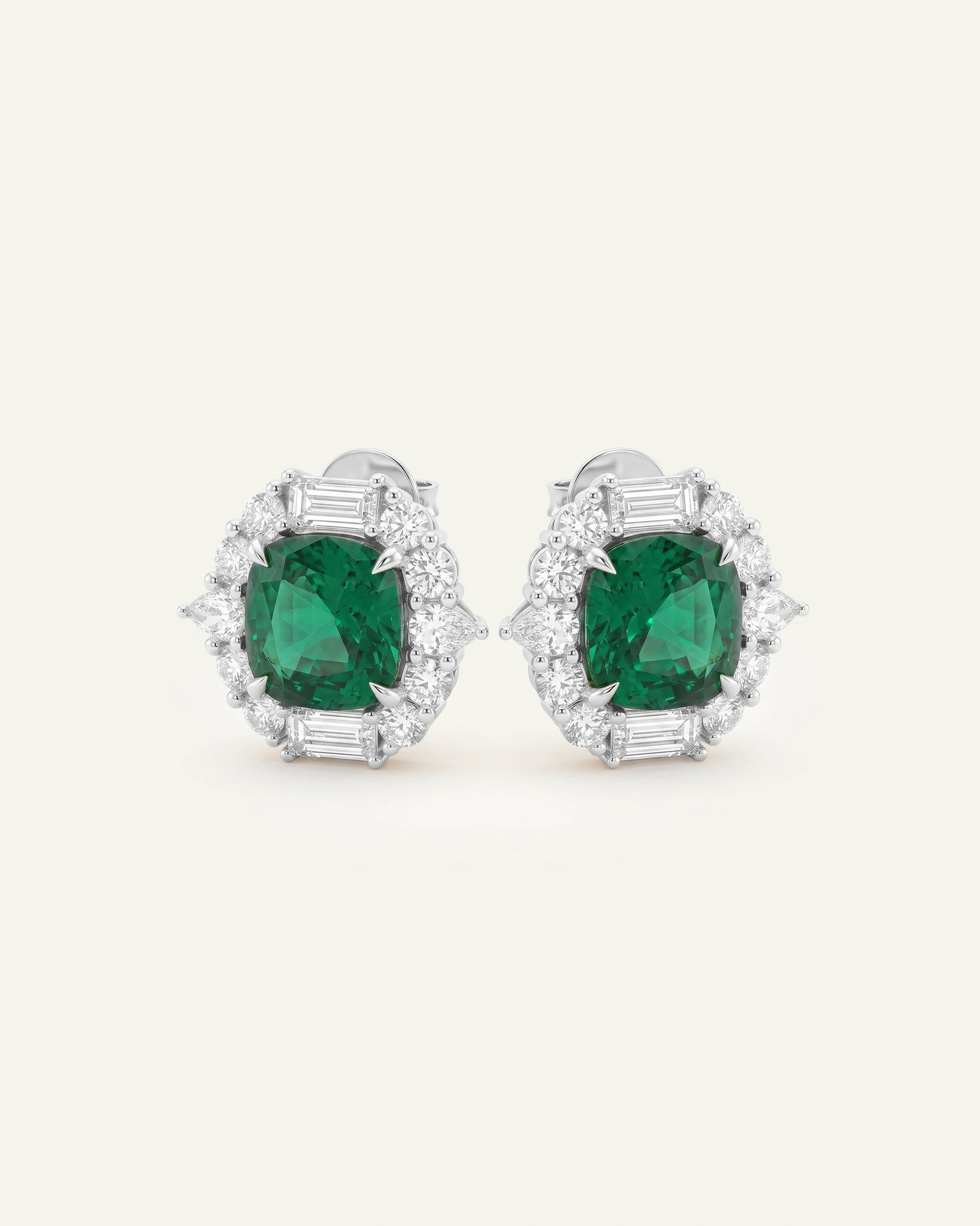 Aanika V. Lab-created Emerald & Lab-grown Diamond Halo Earrings
