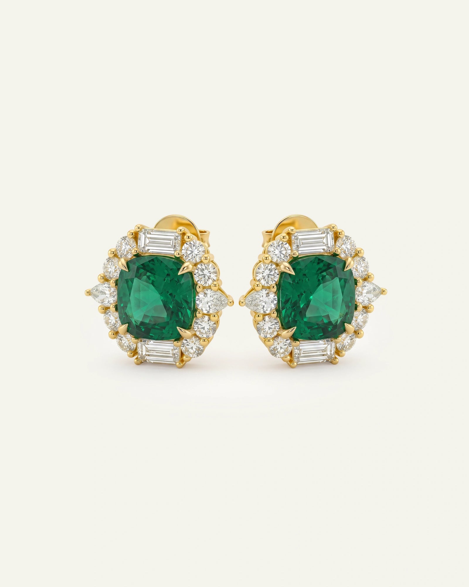 Aanika V. Lab-created Emerald & Lab-grown Diamond Halo Earrings