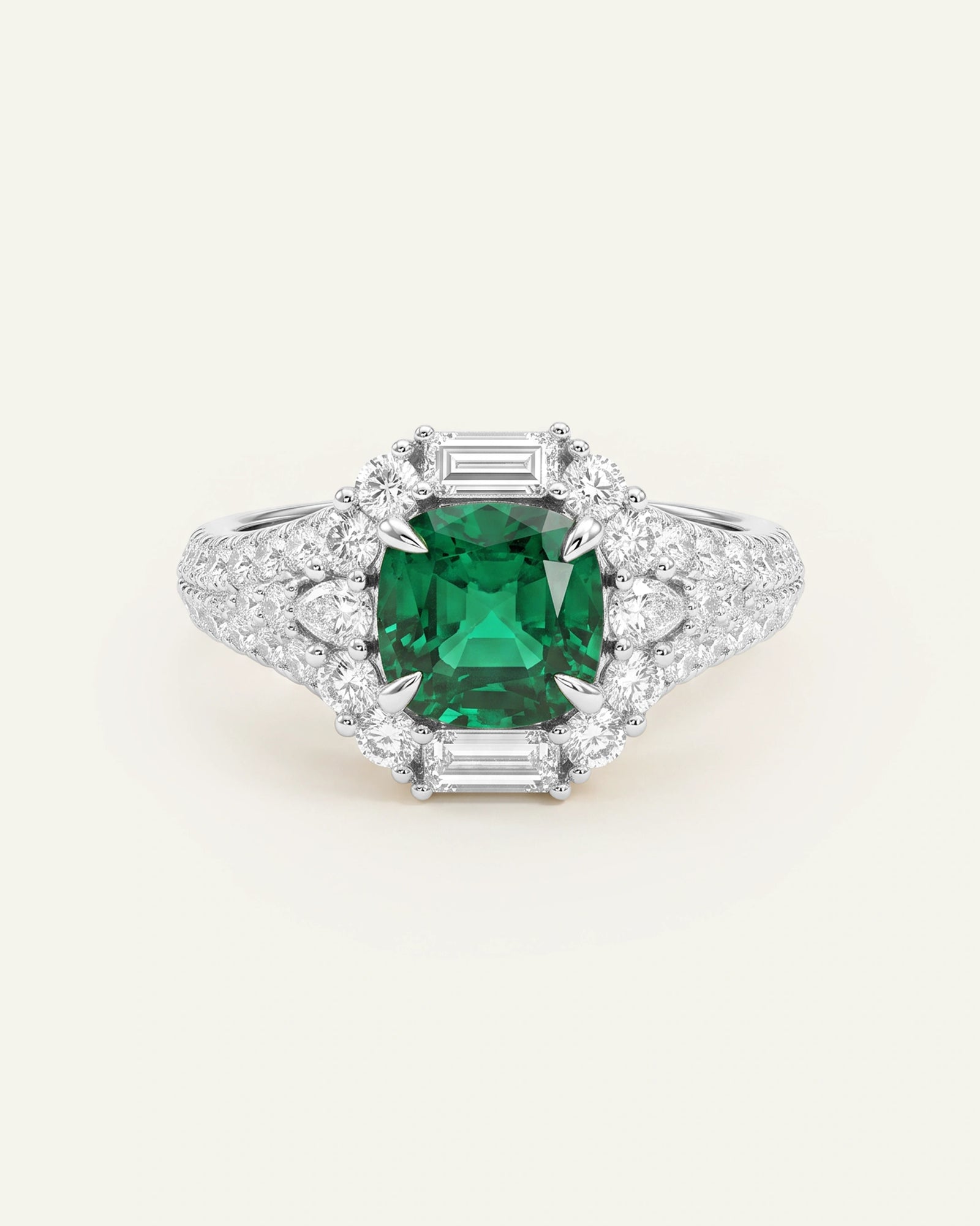 Aanika V. Lab-created Emerald & Lab-grown Diamond Halo Ring